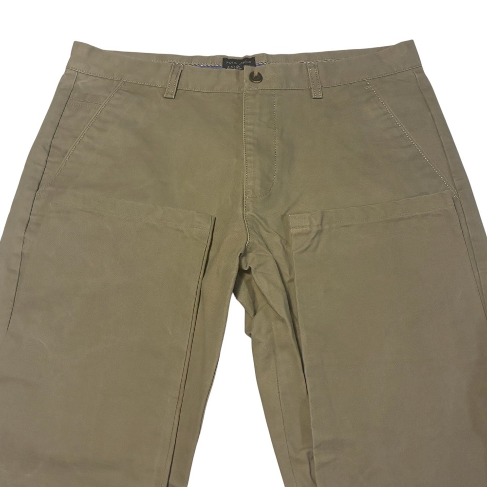 Polo Ralph Lauren Mens Chino Pants 36 Khaki Tan Cotton Twill Flat Front Trousers